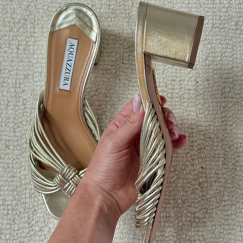 AQUAZZURA Club 50 Leather Sandals - EU 37 - Picture 9 of 14